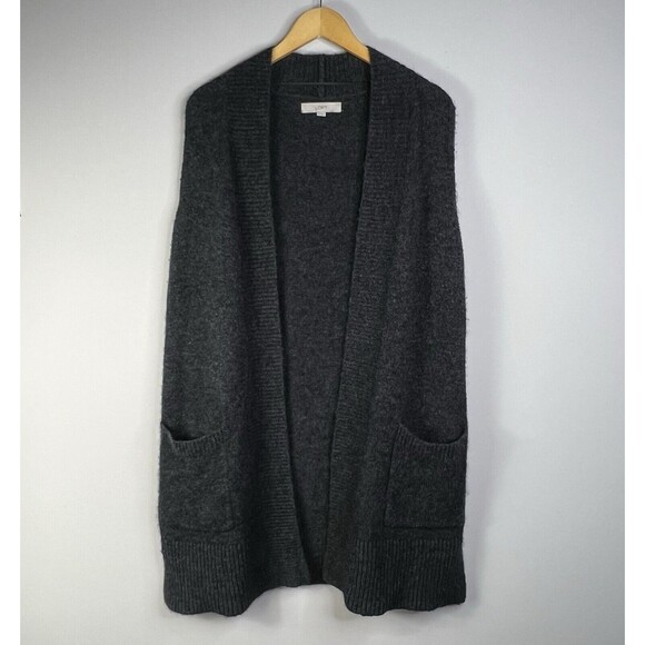 Loft Wool Alpaca Blend Open Long Duster Cardigan Sweater Vest Sz M - Picture 1 of 7